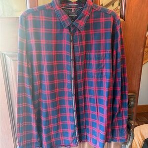 Denim & Flower Red and Blue Plaid Casual Button Down Shirt